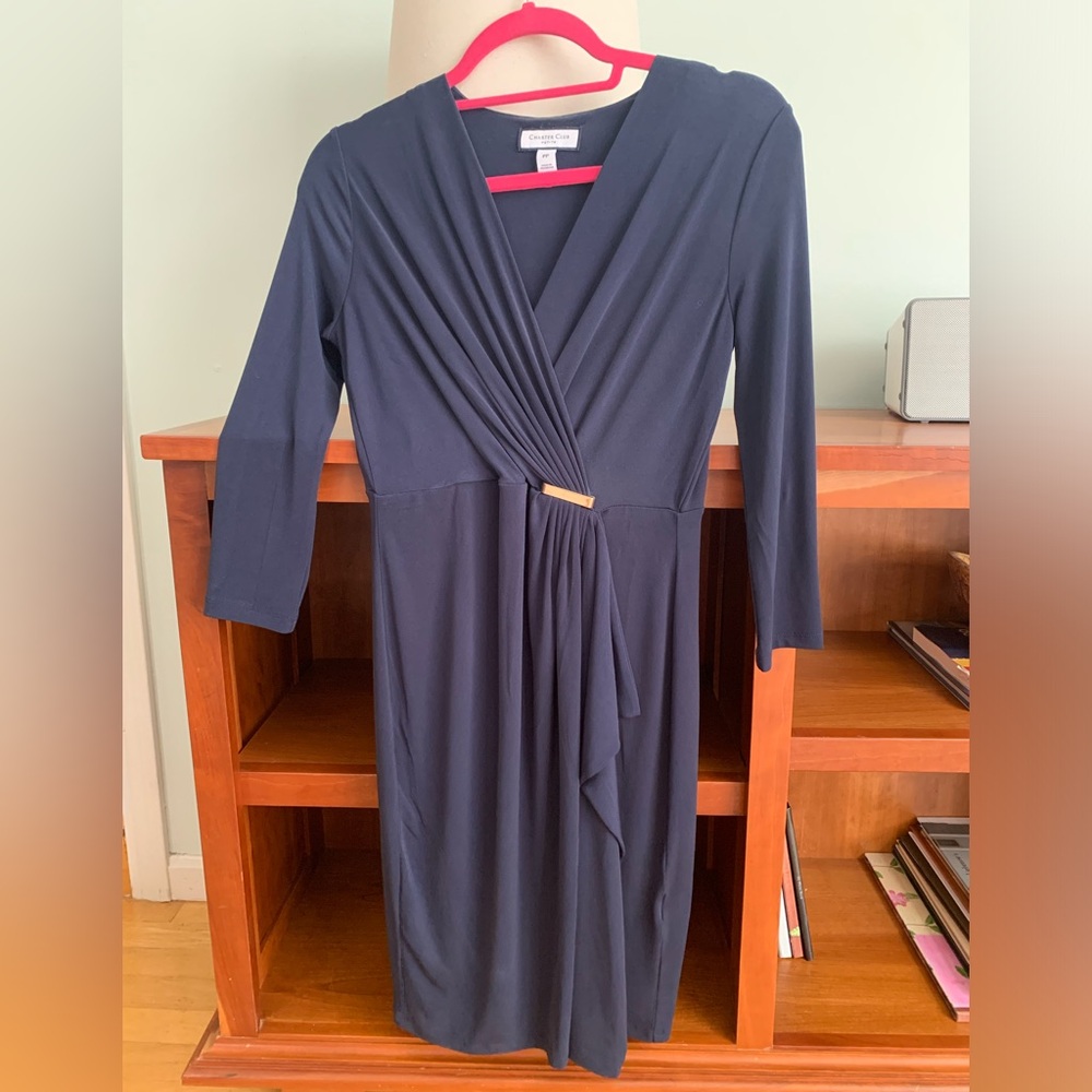 Navy dress perfect for the office.